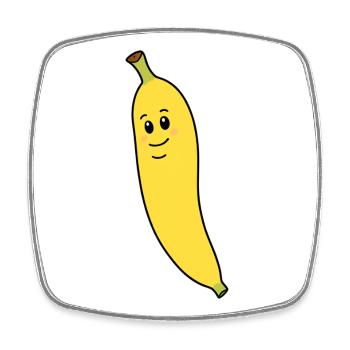 Figurine de fruits de la mascotte banane - Magnet carré - blanc - Devant
