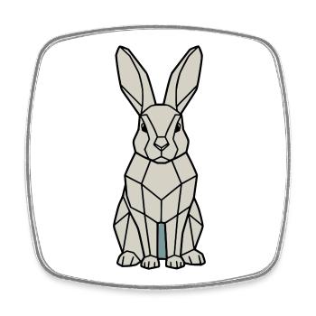 Geometrischer Hase Low Poly Modern - Viereckiger Kühlschrankmagnet - Weiß - Vorne