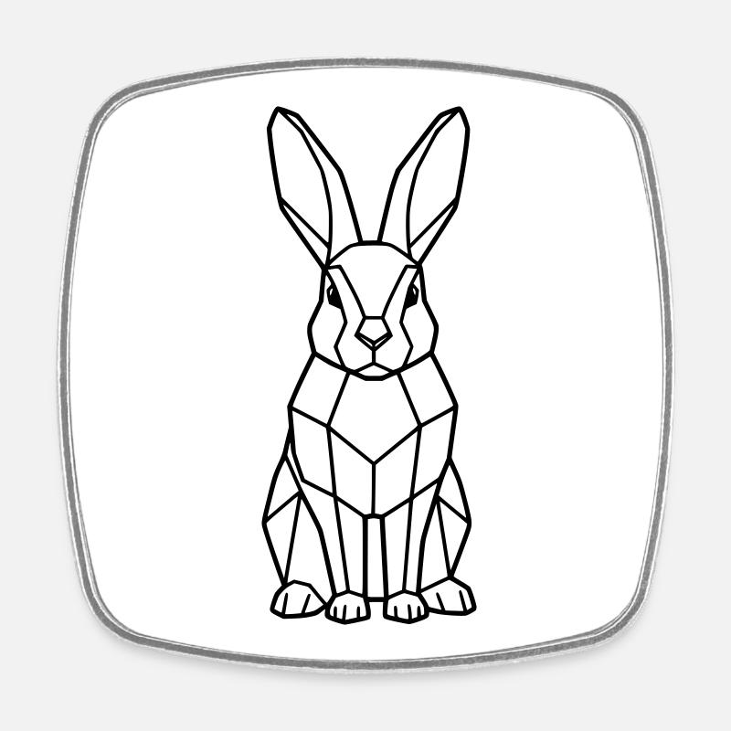 Geometrischer Hase Low Poly Outline - Viereckiger Kühlschrankmagnet - Weiß