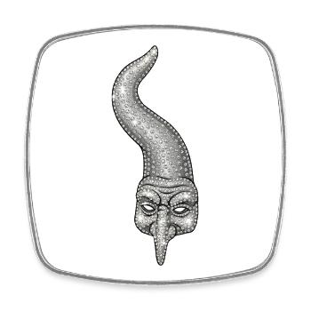 Neapolitan horn with rhinestones - Square fridge magnet - white - Front