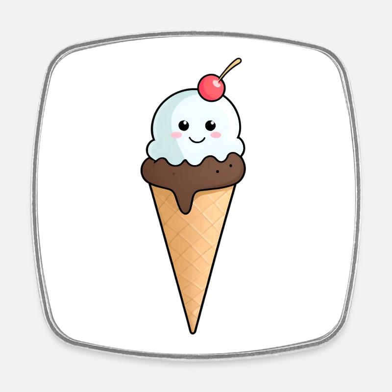 Kuscheliges Eis mit Kirsche - Square fridge magnet - white