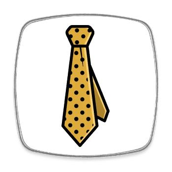 Polka Dot Tie Yellow Retro Dapper Style - Square fridge magnet - white - Front