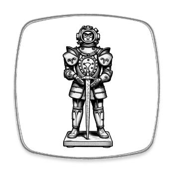 KNIGHT DIVER MAN - black & white - Magnet carré - blanc - Devant