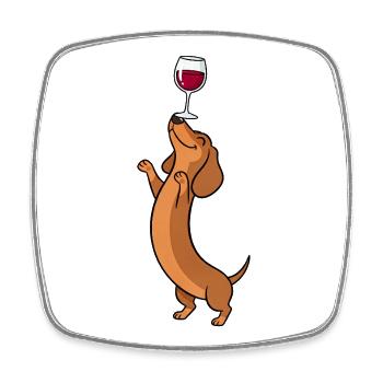 Dackel Weinliebhaber Wiener Hundemama Weenie - Viereckiger Kühlschrankmagnet - Weiß - Vorne