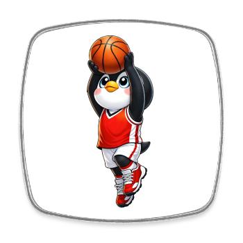 Joueur de basket Penguin mignon Sportif de dessins animés - Magnet carré - blanc - Devant