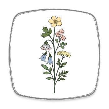 Vintage Botanische Blumenillustration - Viereckiger Kühlschrankmagnet - Weiß - Vorne