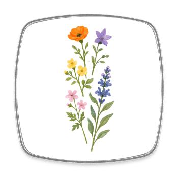 Aquarell Wildblumen Strauß - Viereckiger Kühlschrankmagnet - Weiß - Vorne