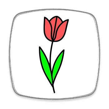 Tulip Flower Blossom Comic - Square fridge magnet - white - Front