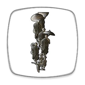 Geisha silhouettes with umbrellas - Square fridge magnet - white - Front