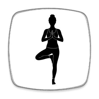 Silhouette de yoga en posture de l’arbre - Magnet carré - blanc - Devant