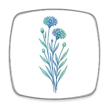 Kornblume Linienkunst Blau Minimalistisches Design - Viereckiger Kühlschrankmagnet - Weiß - Vorne