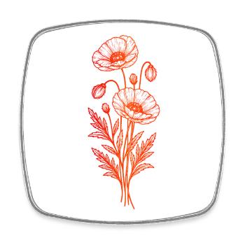 Style minimaliste d’art en ligne de coquelicot - Magnet carré - blanc - Devant