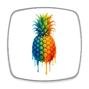 Ananas mit buntem Farbverlauf - Viereckiger Kühlschrankmagnet - Weiß - Vorne