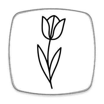 Tulpe Blume Frühling Outline - Viereckiger Kühlschrankmagnet - Weiß - Vorne