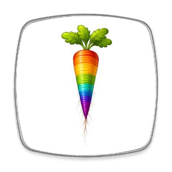 Rainbow Carrot Colorful Vegetable Design - Square fridge magnet - white - Front