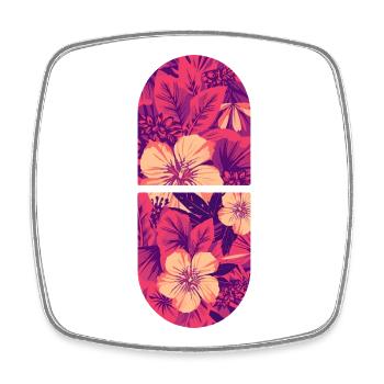Neon Hibiscus Tropical Flora - Square fridge magnet - white - Front