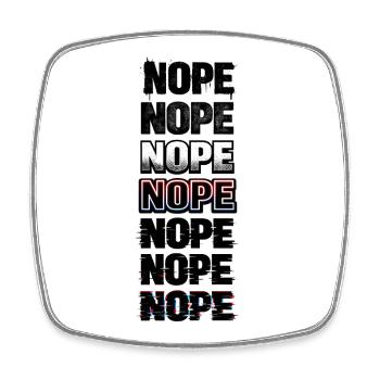 Nope Neon Glitch Text Stack - Square fridge magnet - white - Front