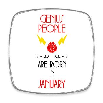 les génies naissent en Janvier - Naissance - Magnet carré - blanc - Devant