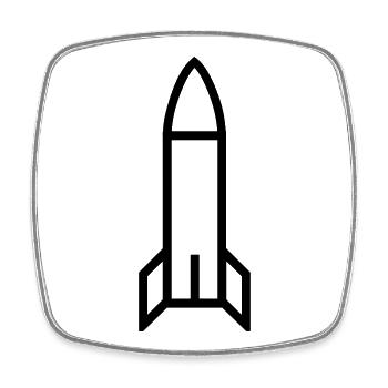 Rakete - Viereckiger Kühlschrankmagnet - Weiß - Vorne