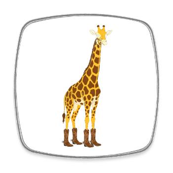 Giraffe mit Stiefel-Statement - Viereckiger Kühlschrankmagnet - Weiß - Vorne