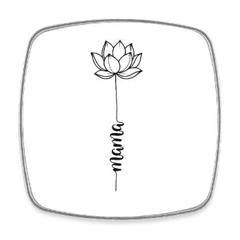 Lotus Flower with Mom Lettering Mother's Day Gift - Square fridge magnet - white - Front