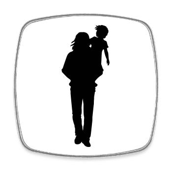 Father Child Silhouette Walking Family Dad Love - Square fridge magnet - white - Front