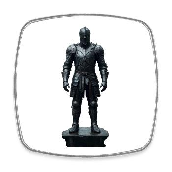 Dark Knight Armor Krieger-Silhouette - Viereckiger Kühlschrankmagnet - Weiß - Vorne