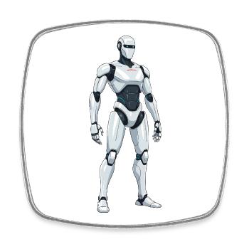 White SciFi Combat Robot - Square fridge magnet - white - Front