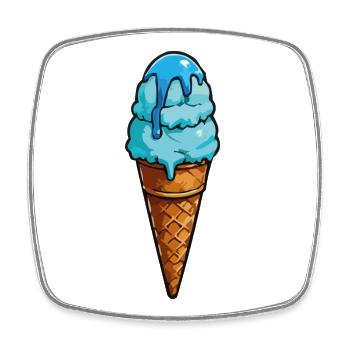 Blaues Eiscreme Cartoon Eiswaffel - Viereckiger Kühlschrankmagnet - Weiß - Vorne