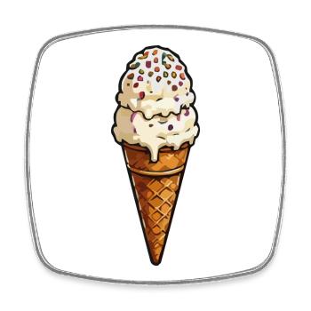 Doppel-Eiscreme mit Streuseln - Square fridge magnet - white - Front