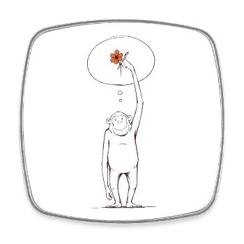 Monkey Primate Jungle Dweller Cute Jungle - Square fridge magnet - white - Front