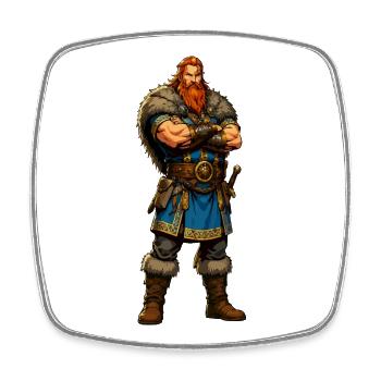 Viking warrior with fur coat - Square fridge magnet - white - Front