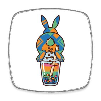 Bubble Tea Boba Drôle de Lapin mignon - Magnet carré - blanc - Devant