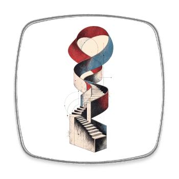 Escalier en mouvement - Architecture surréaliste - Magnet carré - blanc - Devant