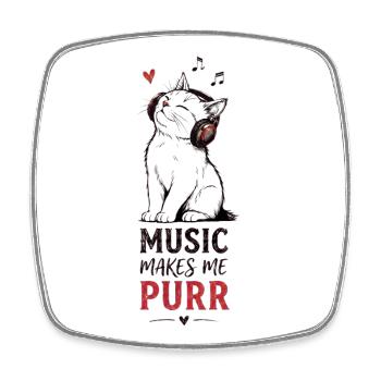 Cat Music Headphones Purr Gift - Square fridge magnet - white - Front