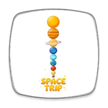 VOYAGE DANS L’ESPACE - Tour planétaire colorée - Magnet carré - blanc - Devant