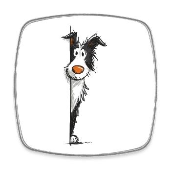 Peeking collie design - Square fridge magnet - white - Front
