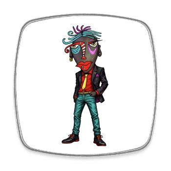 Abstract Mask Portrait Neon Colors - Square fridge magnet - white - Front