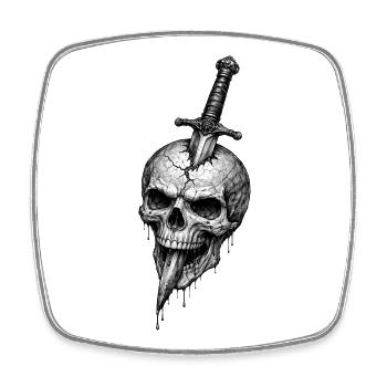 Totenkopf mit Dolch Gothic Horror-Grafik - Viereckiger Kühlschrankmagnet - Weiß - Vorne