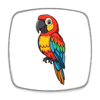 Colorful Parrot Illustration - Square fridge magnet - white - Front