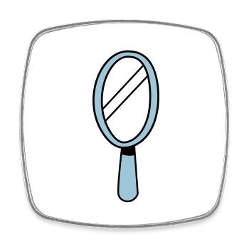MIROIR MIROIR à main en bleu - Magnet carré - blanc - Devant