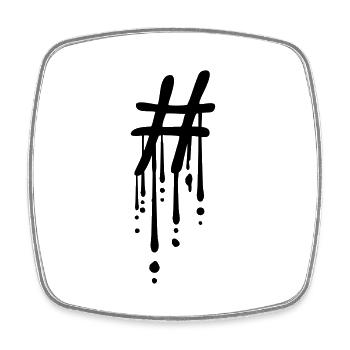 Graffiti drop hashtag - Square fridge magnet - white - Front