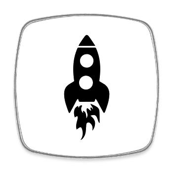 Symbole de fusée - Magnet carré - blanc - Devant