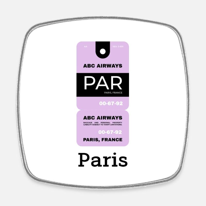 Paris Flight Ticket - Square fridge magnet - white