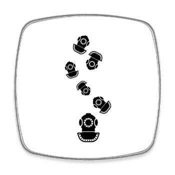 Diving helmet diving symbol - Square fridge magnet - white - Front