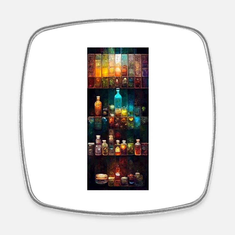 Alchemical potions - Square fridge magnet - white