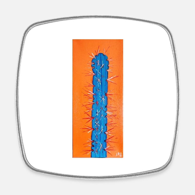 Cactus number 5 - Square fridge magnet - white