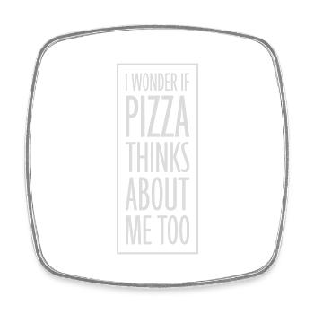 pizza thinks about me - Square fridge magnet - white - Front