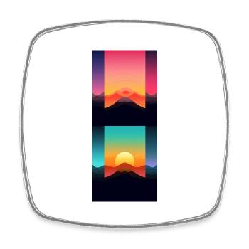 Gebirgslandschaft Geometrische Kunst - Viereckiger Kühlschrankmagnet - Weiß - Vorne