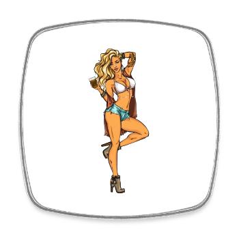 Pin up Girl Apfelwein - Viereckiger Kühlschrankmagnet - Weiß - Vorne